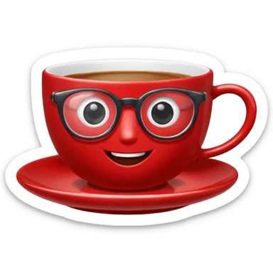 talking teacup red with glassess sticker