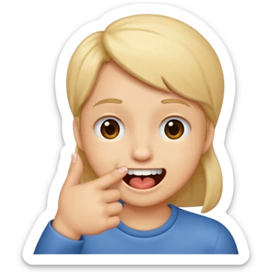 Giggling biting fjnger sticker