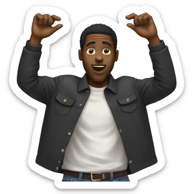 Black man throwing up a 1 sticker