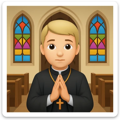 Add a church background behind the medieval priest in the style of emoji (apple style emojis). Keep the emoji style look and feel. sticker