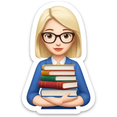 librarian holding a stack of books sticker