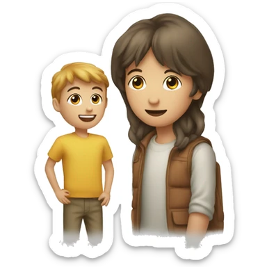 un enfant discute avec une vielle personne sticker