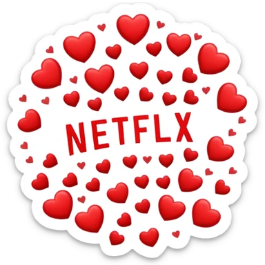 Netflix logo surrounded by little red hearts with suggestive and sensual attitude. sticker