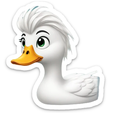 duck with hair like Elsa from frozen  sticker