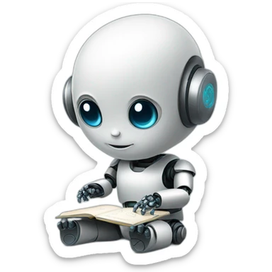 Baby robot writing code sticker