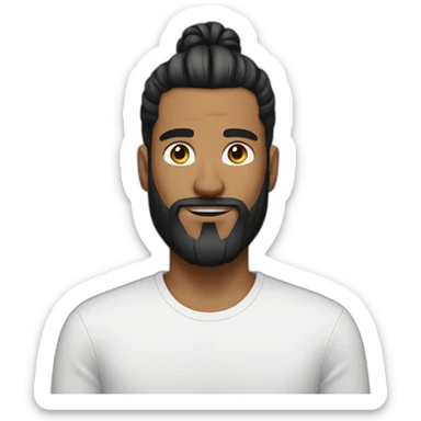 Designer with man bun and black short beard sticker