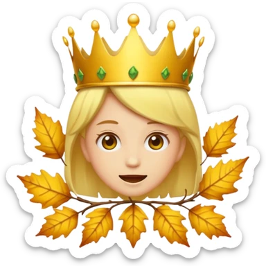 fall ecstatic emoticon artsy slightly creepy crown of leaves but make the base a normal yellow genderless emoji sticker