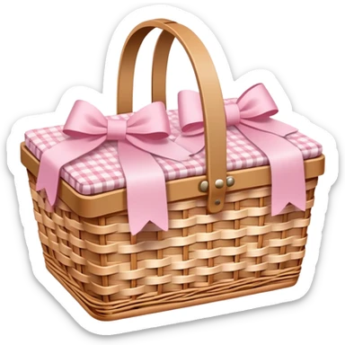 Picnic basket with light pink bows sticker