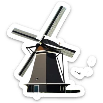 cinematic-realistic-kinderdijk-windmills-landmark-emoji,-showcasing-traditional-dutch-windmills-aligned-along-a-tranquil-canal,-with-lush-green-fields in a picture frame sticker