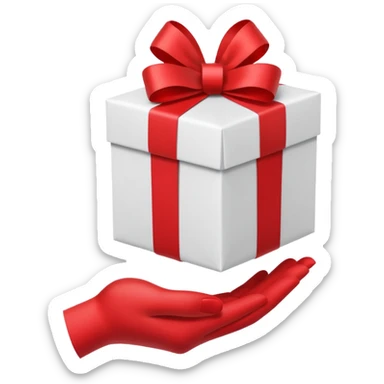 one hand offering a present, simple, clear, no text sticker