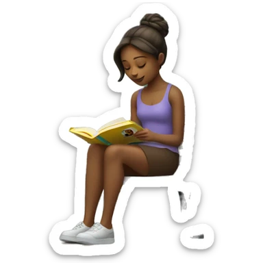 Girl reading book on bench sticker