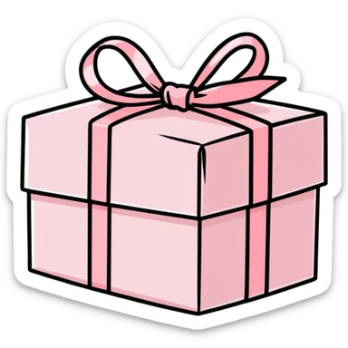 Pink gift box filled with chocolates, tied with a soft pink ribbon. sticker