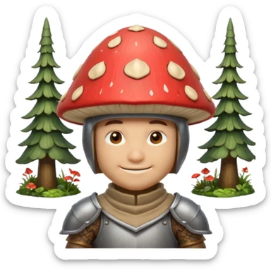 mushroom knight portrait, head and shoulders only, helmet made entirely of a large mushroom cap, textured mushroom surface, tiny fantasy armor collar, heroic smile, magical forest vibe, 3D cartoon, mobile game icon style, clean background, no text, no watermark
 
 sticker