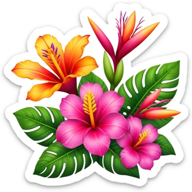 Exotic tropical flowers sticker