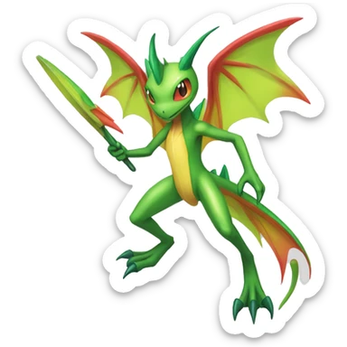 Full body sharp edgy shiny punk colorful Fairy-Flygon-Scyther-grovyle sticker