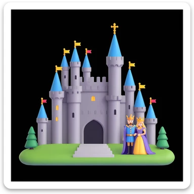 king and queen, castle background sticker