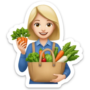 Shopper with veggie tote sticker