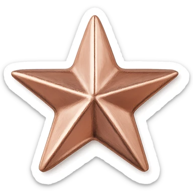small star with a metallic rose gold finish, glamorous and stylish sticker