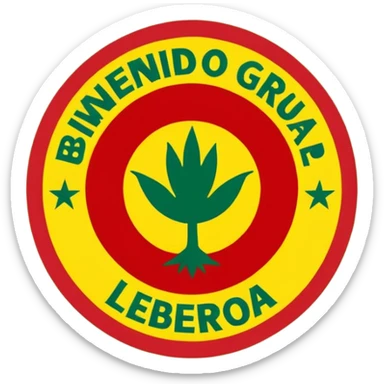 crear un sticker con colores rojo amarillo y verde con el siguiente texto: bienvenido al grupo partido liberal de bolivia sticker