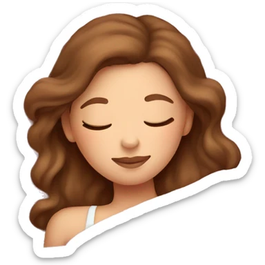 White girl with brown hair sleeping with pink blanket sticker