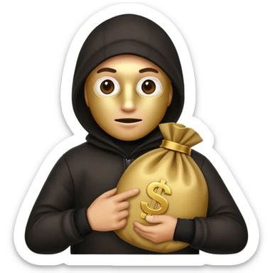 Robber emoji holding a 💰 sticker