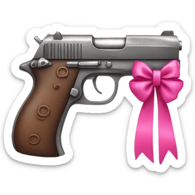 pistol with pink bow on it sticker