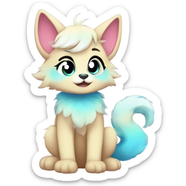Adorable innocent cute gradient-Sparkle-nebula-fursona furry, full body sticker
