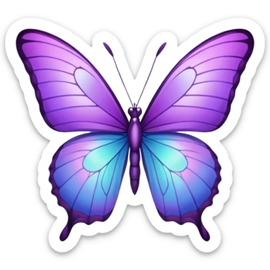 Purple butterfly with sharp ends on each wing sticker