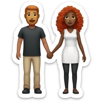red head man and black woman holding hands sticker