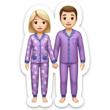 full-length couple in matching pajamas sticker