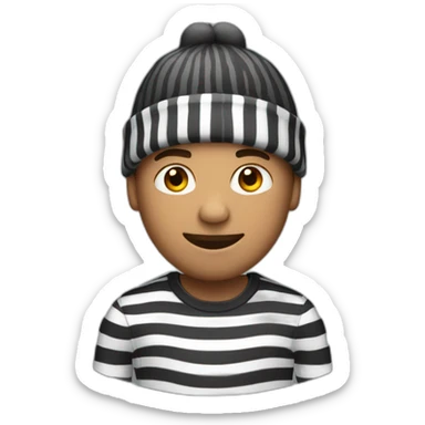 guy with beanie and black and white striped shirt sticker