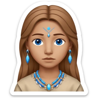 can you make a pale native American emoji with light brown hair and blue eyes  sticker