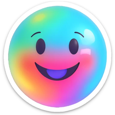 Floating holographic orb with a soft glow — a little futuristic, with a smiling face projected onto the surface. sticker