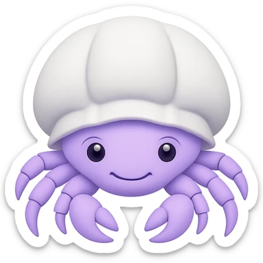hermit crab should be light violet and the shell should be white, emoji style sticker