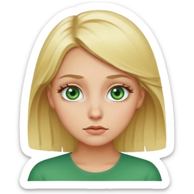 Blonde girl with green eyes, rolling her eyes sticker