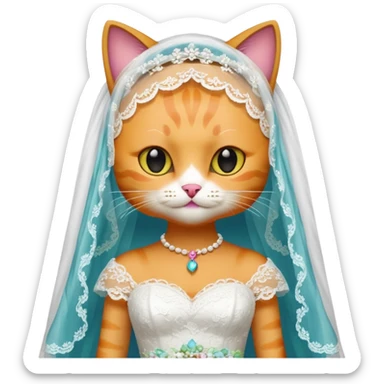 cat bride colorful sticker
