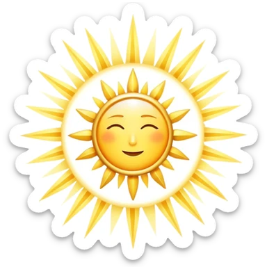 Mystical sun with celestial rays and ethereal 15-minute timer, sparkling light beams sticker