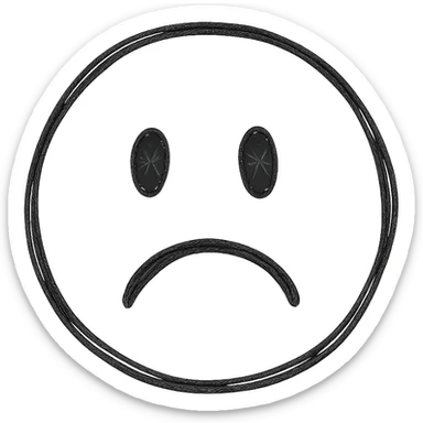 animated sad face emoji, hand-drawn icon style, sketchy lines, expressive sticker