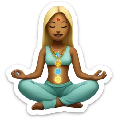 Light lady with 7 chakra symbols meditation  sticker