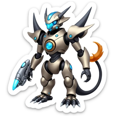 Mechanical Nebulae Futuristic Modern Cybernetic Protogen-Fakémon-Pokémon-creature-fusion (full body) sticker
