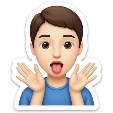 Tongue out with hands to the sides sticker