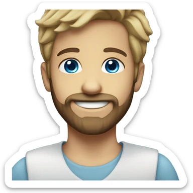 Blue eyed smiling boy with beard sticker