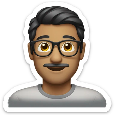 handsome man with short stubble having black coloured hair and spectacles  sticker