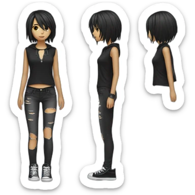 emo girl full body shot sticker