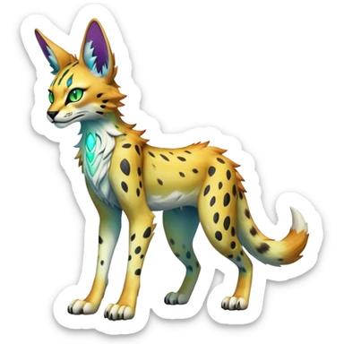 Epic Edgy Colorful ethereal eldritch Sergal-Serval-Vernid full body sticker