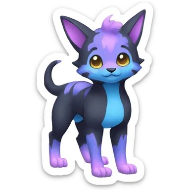Cute cool black blue purple pink animal hybrid Fakemon full body sticker