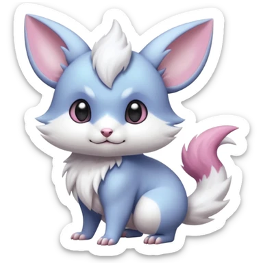  Shiny colorful pastel flourishing flurry fuzzy Absol-Minccino-Furret-Zangoose-Chinchilla-fusion-animal-Fakémon-hybrid-creature  sticker