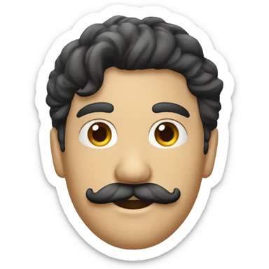 homem branco cabelo preto bigode e cavanhaque imponente  sticker