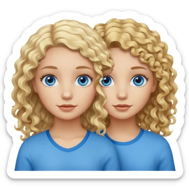 Two girls, one with curly blonde hair, blue eyes and another with wavy blonde hair and blue eyes sticker