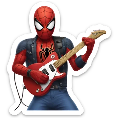 Spider-man playing electro guitar, punk sticker